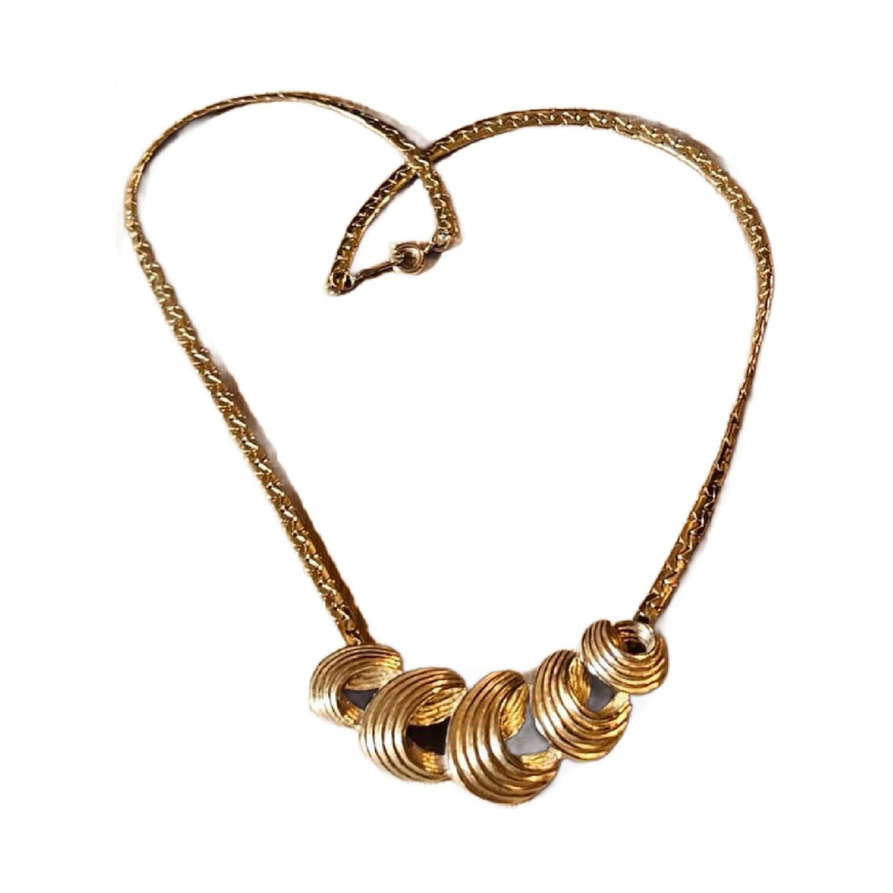 Vintage Goldtone Swirl Choker Link Chain, 1970s